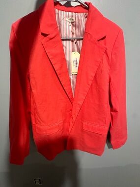 JODIFL Coral-Red Women's Tailored Blazer
